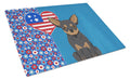 Black and Tan Chihuahua USA American Cutting Board Tempered Glass Kitchen Cutting Surface, Heat Resistant Chopping, Non-Slip Feet, Food Prep & Serving