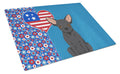 Black Chihuahua USA American Cutting Board Tempered Glass Kitchen Cutting Surface, Heat Resistant Chopping, Non-Slip Feet, Food Prep & Serving