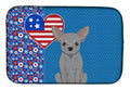 Silver Chihuahua USA American Dish Drying Mat Absorbent Dish Drying Mat Pad for Kitchen Counter Dish Drainer Mat for Countertop, 14 x 21", Multicolor