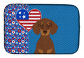 Chocolate and Tan Dachshund USA American Dish Drying Mat Absorbent Dish Drying Mat Pad for Kitchen Counter Dish Drainer Mat for Countertop, 14 x 21", Multicolor