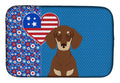 Chocolate and Cream Dachshund USA American Dish Drying Mat Absorbent Dish Drying Mat Pad for Kitchen Counter Dish Drainer Mat for Countertop, 14 x 21", Multicolor