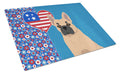 Fawn French Bulldog USA American Cutting Board Tempered Glass Kitchen Cutting Surface, Heat Resistant Chopping, Non-Slip Feet, Food Prep & Serving