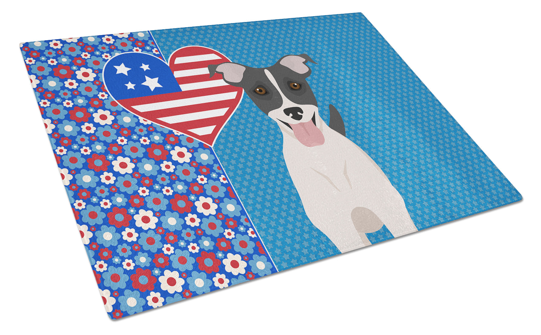Black White Smooth Jack Russell Terrier USA American Cutting Board Tempered Glass Kitchen Cutting Surface, Heat Resistant Chopping, Non-Slip Feet, Food Prep & Serving