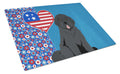 Black Newfoundland USA American Cutting Board Tempered Glass Kitchen Cutting Surface, Heat Resistant Chopping, Non-Slip Feet, Food Prep & Serving