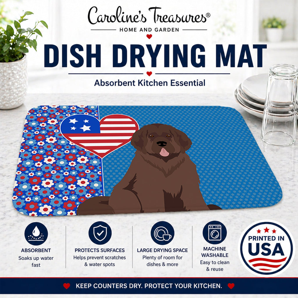 Brown Newfoundland USA American Dish Drying Mat Absorbent Dish Drying Mat Pad for Kitchen Counter Dish Drainer Mat for Countertop, 14 x 21", Multicolor