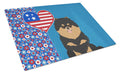 Black and Tan Pomeranian USA American Cutting Board Tempered Glass Kitchen Cutting Surface, Heat Resistant Chopping, Non-Slip Feet, Food Prep & Serving