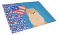 Orange Pomeranian USA American Cutting Board Tempered Glass Kitchen Cutting Surface, Heat Resistant Chopping, Non-Slip Feet, Food Prep & Serving