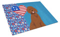 Standard Red Poodle USA American Cutting Board Tempered Glass Kitchen Cutting Surface, Heat Resistant Chopping, Non-Slip Feet, Food Prep & Serving