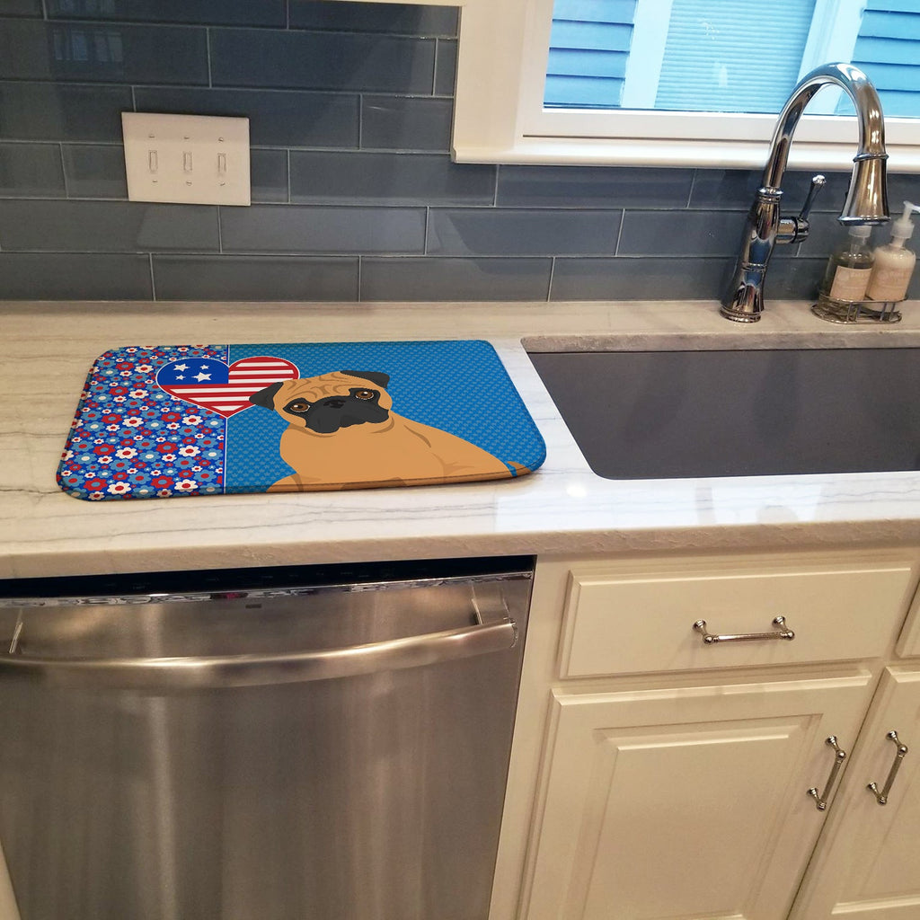 Apricot Pug USA American Dish Drying Mat Absorbent Dish Drying Mat Pad for Kitchen Counter Dish Drainer Mat for Countertop, 14 x 21", Multicolor