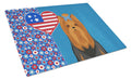 Black and Tan Full Coat Yorkshire Terrier USA American Cutting Board Tempered Glass Kitchen Cutting Surface, Heat Resistant Chopping, Non-Slip Feet, Food Prep & Serving