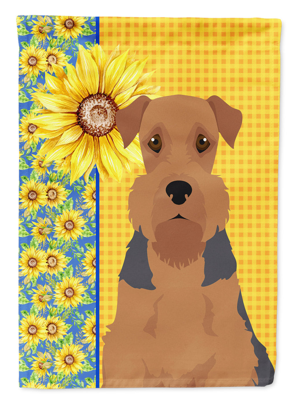Summer Sunflowers Grizzle and Tan Airedale Terrier Garden Flag Mailbox Decorative Yard Banner Outside Patio Artwork for Flower Beds, Garden Size, Multicolor