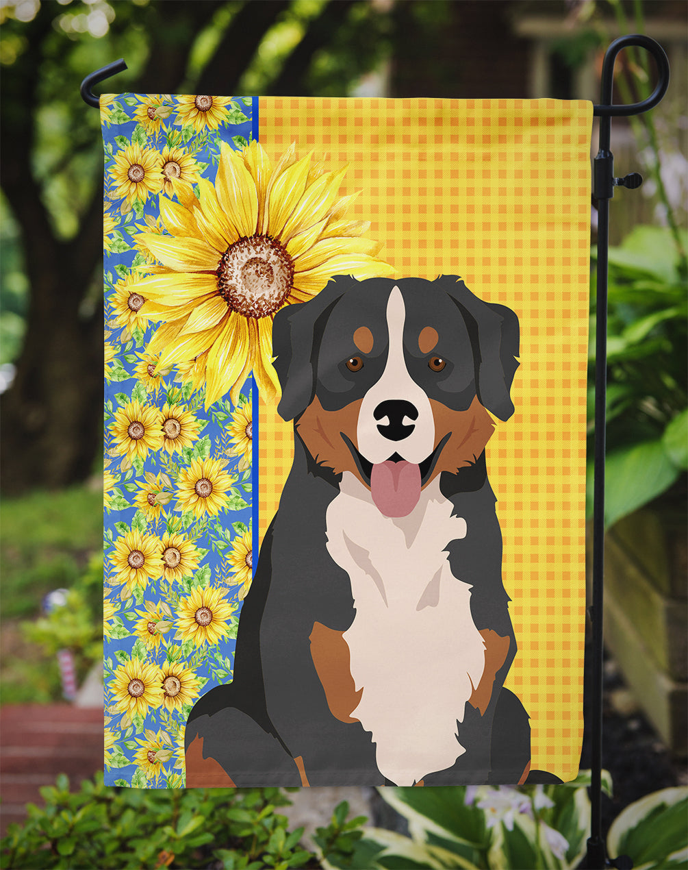 Summer Sunflowers Bernese Mountain Dog Garden Flag Mailbox Decorative Yard Banner Outside Patio Artwork for Flower Beds, Garden Size, Multicolor