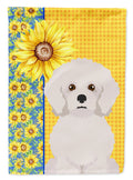 Summer Sunflowers Bichon Frise Garden Flag Mailbox Decorative Yard Banner Outside Patio Artwork for Flower Beds, Garden Size, Multicolor