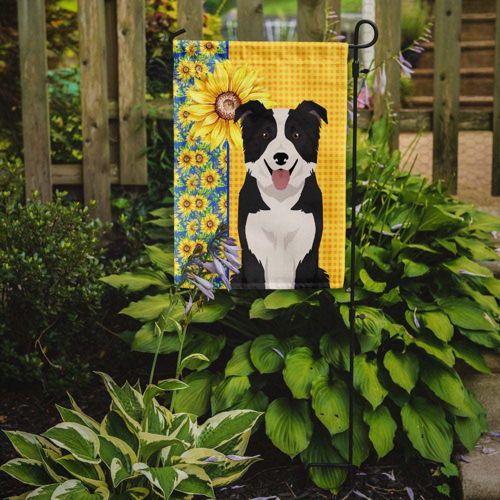 Summer Sunflowers Black and White Border Collie Garden Flag Mailbox Decorative Yard Banner Outside Patio Artwork for Flower Beds, Garden Size, Multicolor