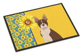 Summer Sunflowers Red Boston Terrier Doormat Indoor Outdoor 24H X 36W Front Door Mat Rugs for Entryway, Non Slip Washable Low Pile,