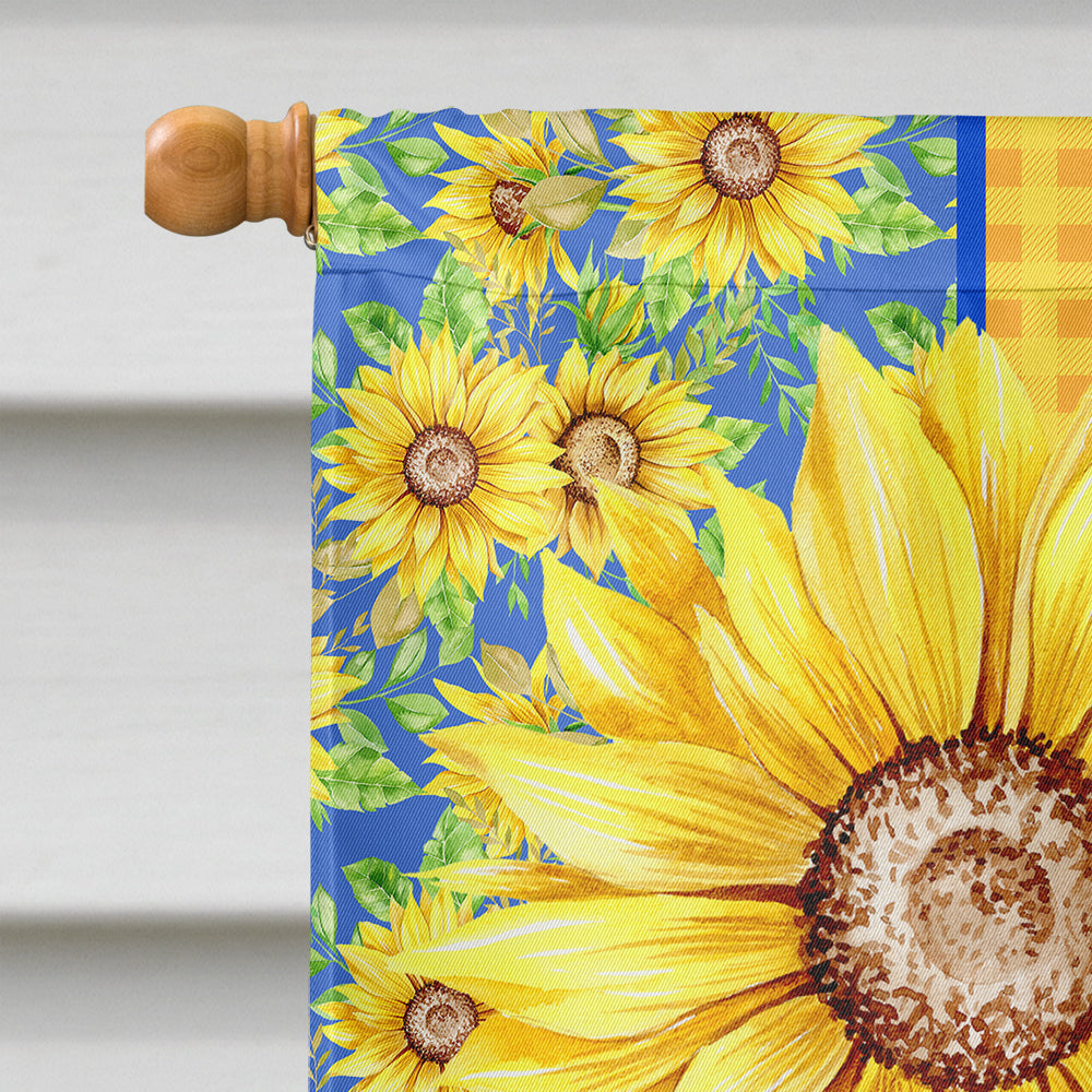 Summer Sunflowers Natural Eared Red Fawn Boxer House Flag 28x40 Porch Sleeve Pole Decorative Outside Yard Banner Artwork Wall Hanging, Polyester