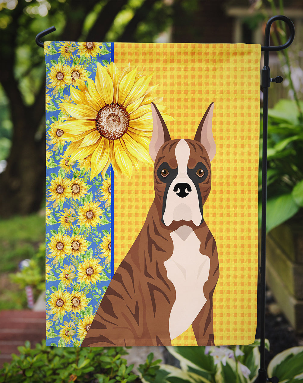 Summer Sunflowers Red Brindle Boxer Garden Flag Mailbox Decorative Yard Banner Outside Patio Artwork for Flower Beds, Garden Size, Multicolor