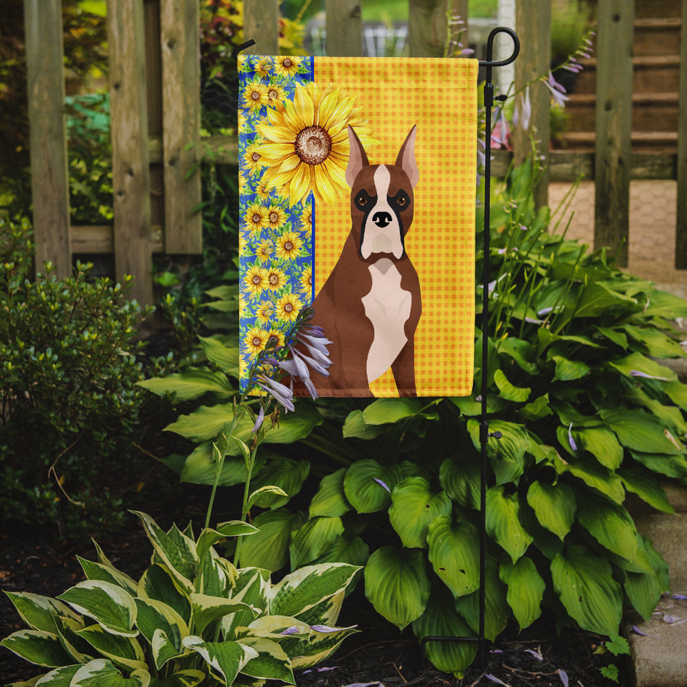 Summer Sunflowers Red Fawn Boxer Garden Flag Mailbox Decorative Yard Banner Outside Patio Artwork for Flower Beds, Garden Size, Multicolor