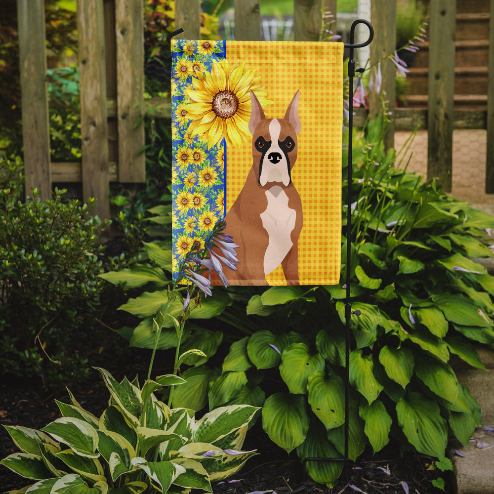 Summer Sunflowers Fawn Boxer Garden Flag Mailbox Decorative Yard Banner Outside Patio Artwork for Flower Beds, Garden Size, Multicolor