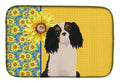 Summer Sunflowers Tricolor Cavalier Spaniel Dish Drying Mat Absorbent Dish Drying Mat Pad for Kitchen Counter Dish Drainer Mat for Countertop, 14 x 21", Multicolor