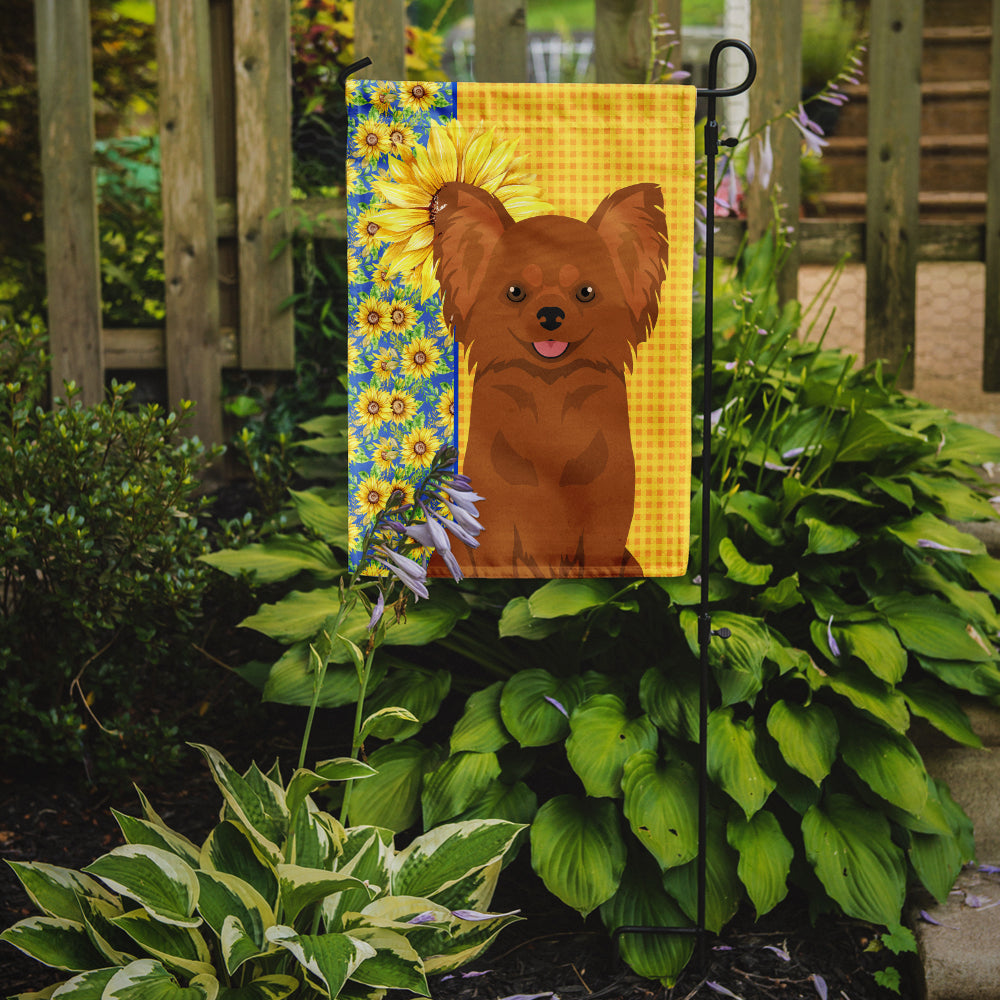 Summer Sunflowers Longhaired Red Chihuahua Garden Flag Mailbox Decorative Yard Banner Outside Patio Artwork for Flower Beds, Garden Size, Multicolor