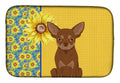 Summer Sunflowers Chocolate and Tan Chihuahua Dish Drying Mat Absorbent Dish Drying Mat Pad for Kitchen Counter Dish Drainer Mat for Countertop, 14 x 21", Multicolor