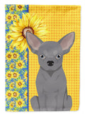 Summer Sunflowers Blue Chihuahua Garden Flag Mailbox Decorative Yard Banner Outside Patio Artwork for Flower Beds, Garden Size, Multicolor