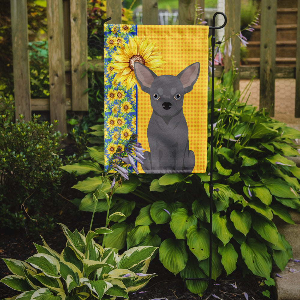 Summer Sunflowers Blue Chihuahua Garden Flag Mailbox Decorative Yard Banner Outside Patio Artwork for Flower Beds, Garden Size, Multicolor