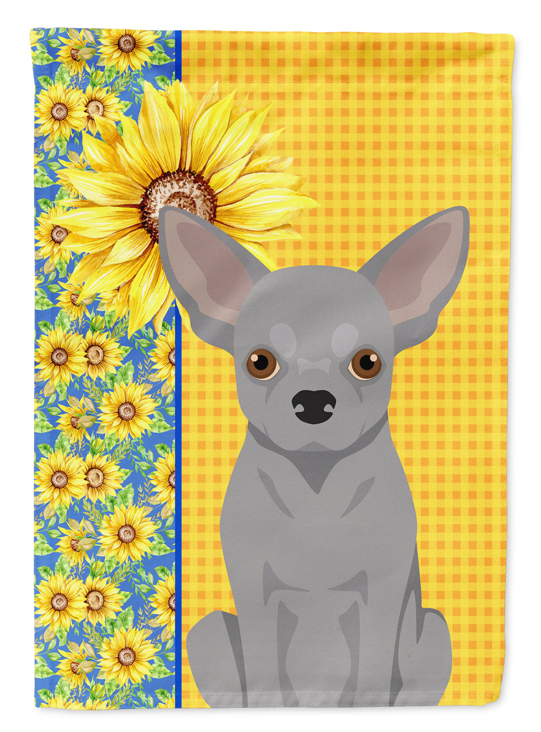 Summer Sunflowers Silver Chihuahua Garden Flag Mailbox Decorative Yard Banner Outside Patio Artwork for Flower Beds, Garden Size, Multicolor