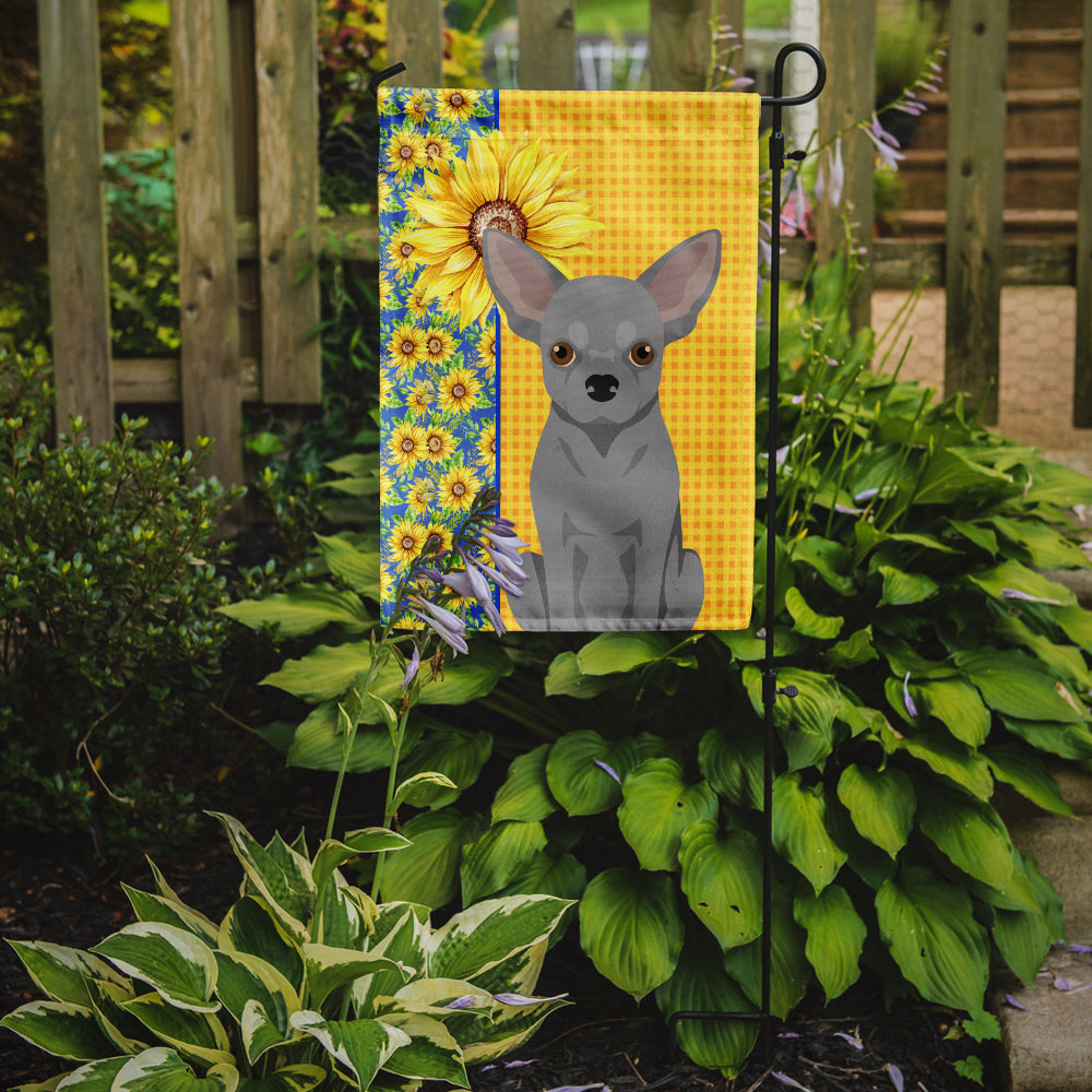 Summer Sunflowers Silver Chihuahua Garden Flag Mailbox Decorative Yard Banner Outside Patio Artwork for Flower Beds, Garden Size, Multicolor