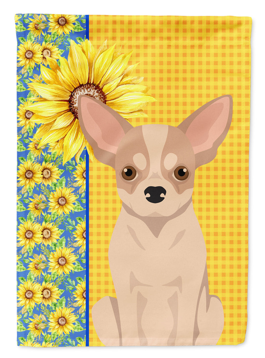 Summer Sunflowers Fawn and White Chihuahua Garden Flag Mailbox Decorative Yard Banner Outside Patio Artwork for Flower Beds, Garden Size, Multicolor