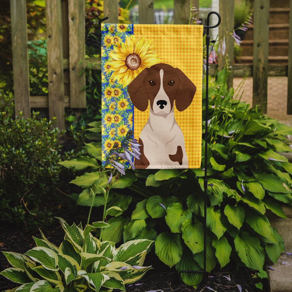 Summer Sunflowers Red Piebald Dachshund Garden Flag Mailbox Decorative Yard Banner Outside Patio Artwork for Flower Beds, Garden Size, Multicolor