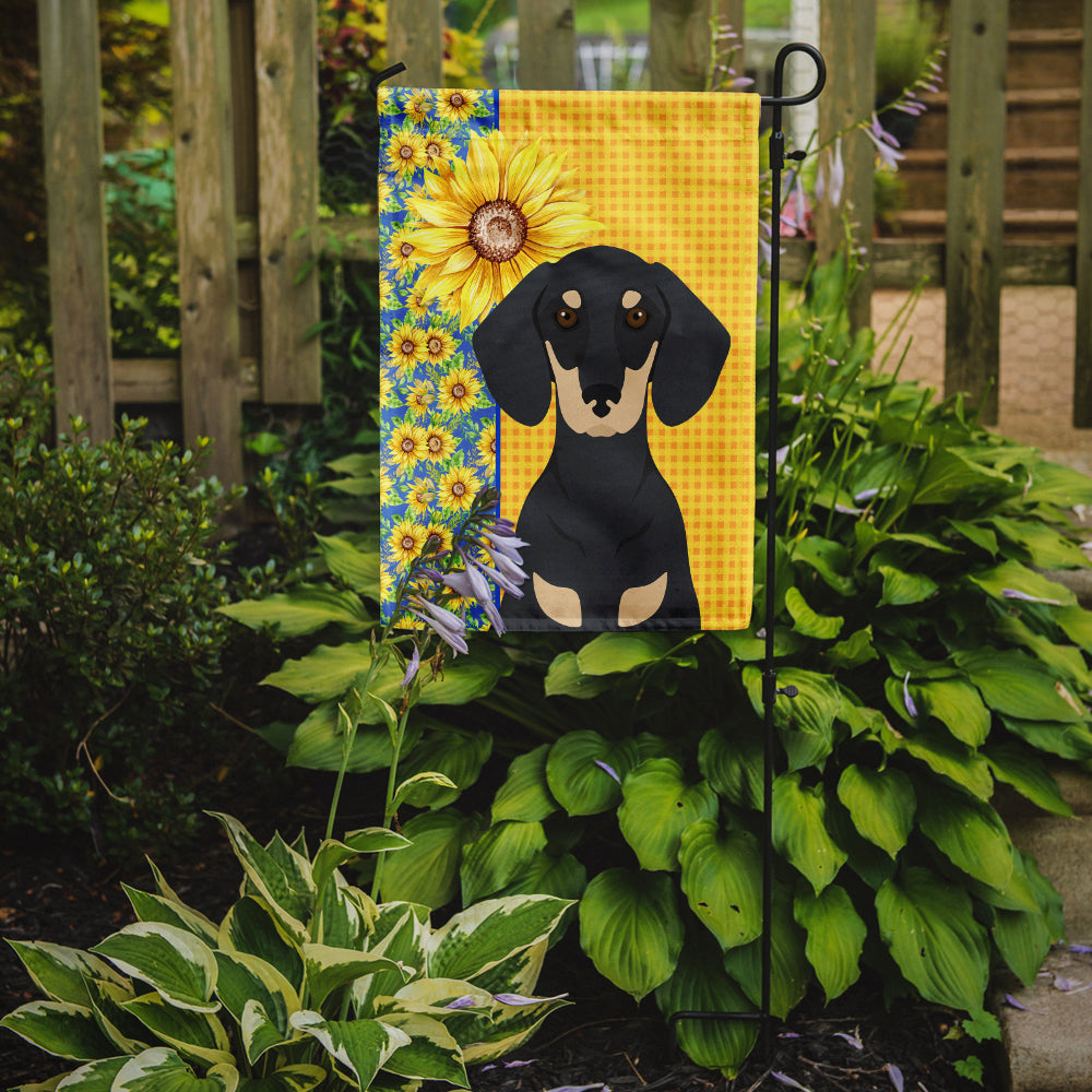 Summer Sunflowers Black and Cream Dachshund Garden Flag Mailbox Decorative Yard Banner Outside Patio Artwork for Flower Beds, Garden Size, Multicolor