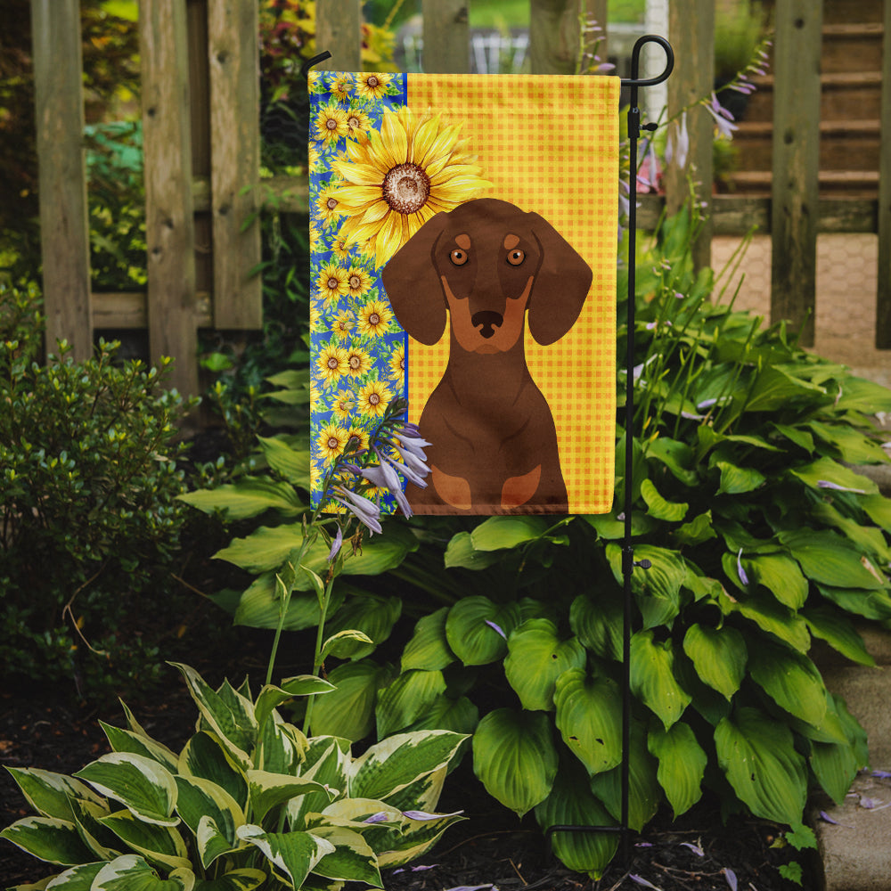 Summer Sunflowers Chocolate and Tan Dachshund Garden Flag Mailbox Decorative Yard Banner Outside Patio Artwork for Flower Beds, Garden Size, Multicolor