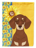 Summer Sunflowers Chocolate and Cream Dachshund Garden Flag Mailbox Decorative Yard Banner Outside Patio Artwork for Flower Beds, Garden Size, Multicolor