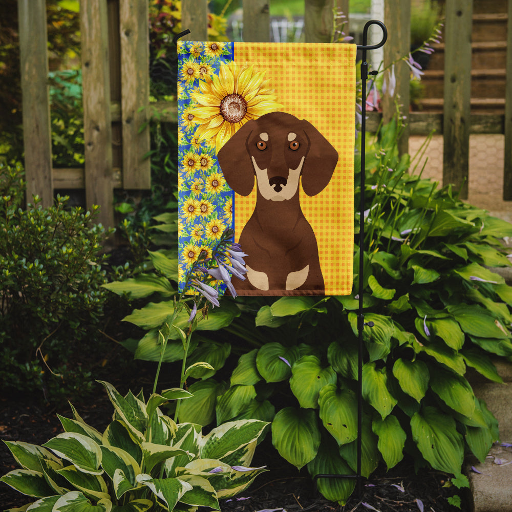Summer Sunflowers Chocolate and Cream Dachshund Garden Flag Mailbox Decorative Yard Banner Outside Patio Artwork for Flower Beds, Garden Size, Multicolor