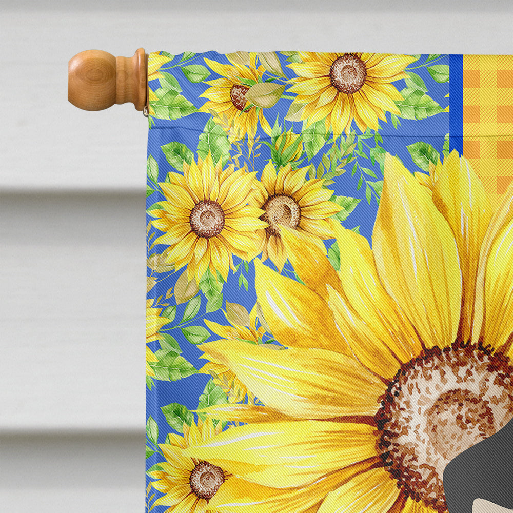 Summer Sunflowers Dalmatian House Flag 28x40 Porch Sleeve Pole Decorative Outside Yard Banner Artwork Wall Hanging, Polyester