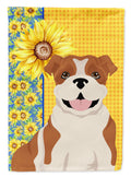 Summer Sunflowers Red English Bulldog Garden Flag Mailbox Decorative Yard Banner Outside Patio Artwork for Flower Beds, Garden Size, Multicolor