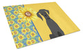 Summer Sunflowers Black Great Dane Cutting Board Tempered Glass Kitchen Cutting Surface, Heat Resistant Chopping, Non-Slip Feet, Food Prep & Serving