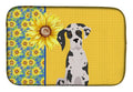 Summer Sunflowers Harlequin Great Dane Dish Drying Mat Absorbent Dish Drying Mat Pad for Kitchen Counter Dish Drainer Mat for Countertop, 14 x 21", Multicolor
