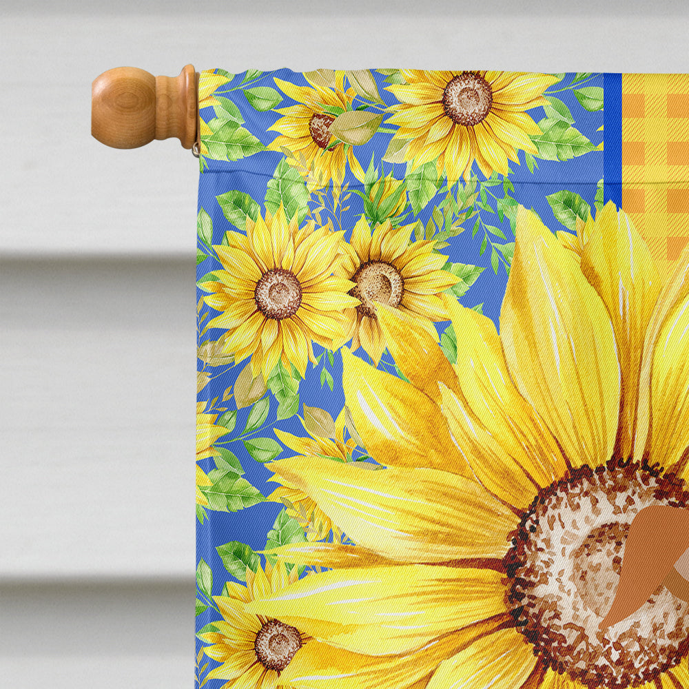 Summer Sunflowers Brown White Smooth Jack Russell Terrier House Flag 28x40 Porch Sleeve Pole Decorative Outside Yard Banner Artwork Wall Hanging, Polyester