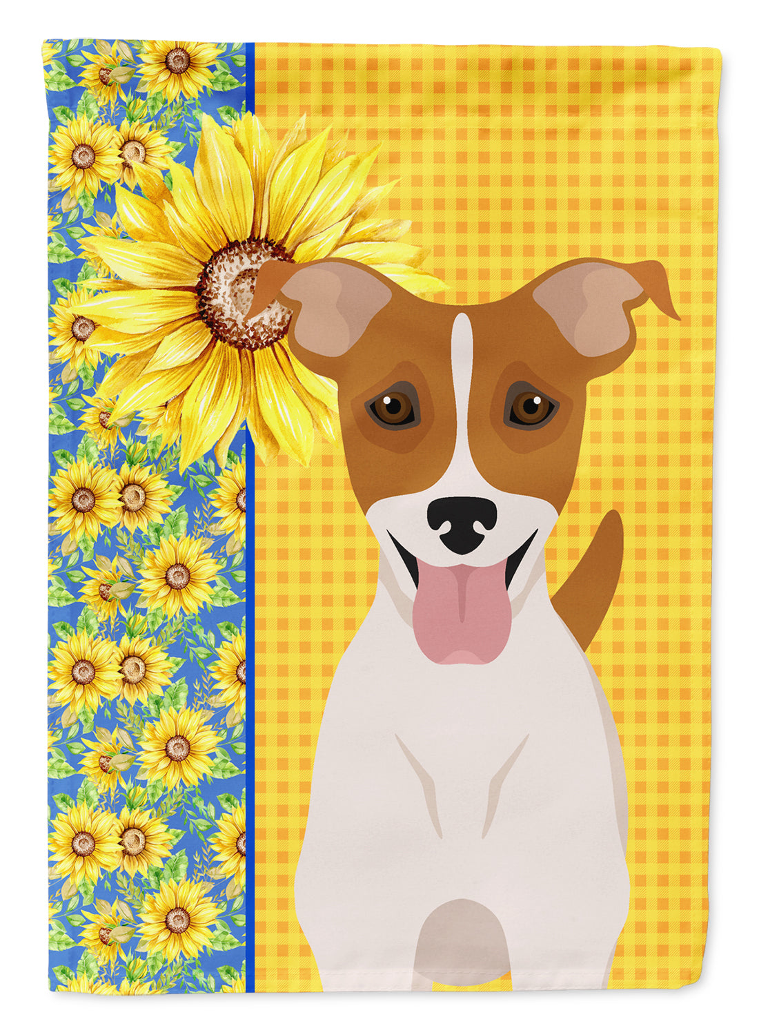 Summer Sunflowers Brown White Smooth Jack Russell Terrier Garden Flag Mailbox Decorative Yard Banner Outside Patio Artwork for Flower Beds, Garden Size, Multicolor