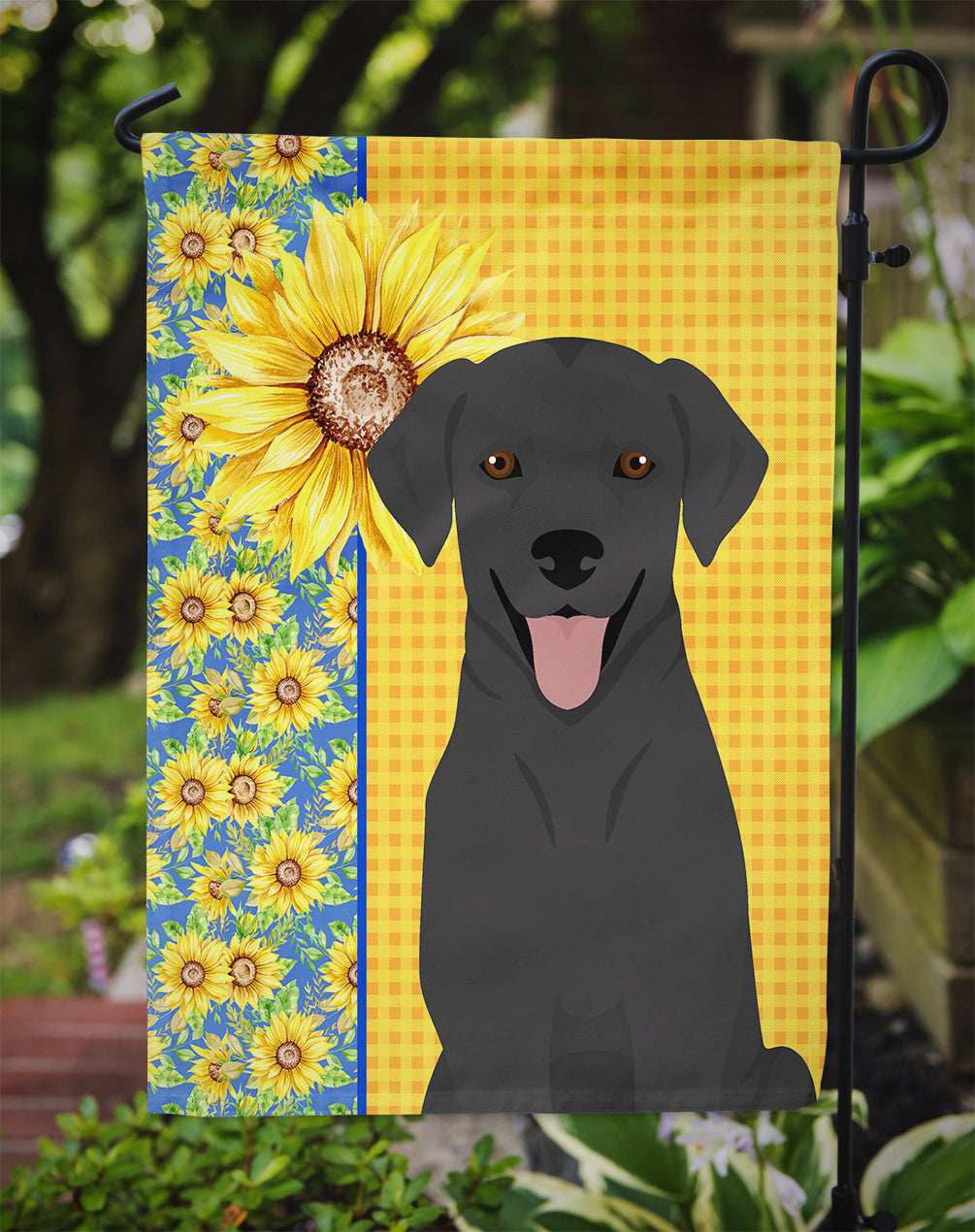 Summer Sunflowers Black Labrador Retriever Garden Flag Mailbox Decorative Yard Banner Outside Patio Artwork for Flower Beds, Garden Size, Multicolor