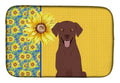 Summer Sunflowers Chocolate Labrador Retriever Dish Drying Mat Absorbent Dish Drying Mat Pad for Kitchen Counter Dish Drainer Mat for Countertop, 14 x 21", Multicolor