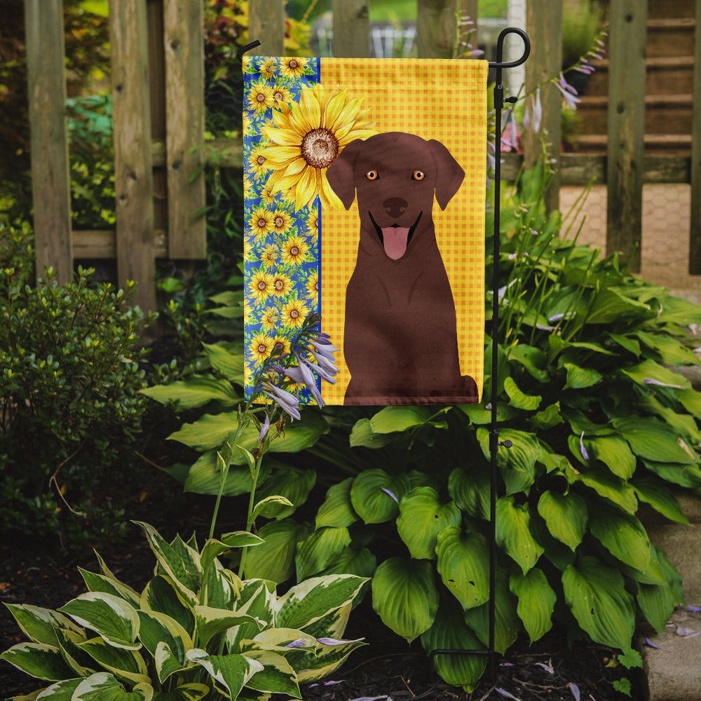Summer Sunflowers Chocolate Labrador Retriever Garden Flag Mailbox Decorative Yard Banner Outside Patio Artwork for Flower Beds, Garden Size, Multicolor