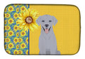 Summer Sunflowers Silver Labrador Retriever Dish Drying Mat Absorbent Dish Drying Mat Pad for Kitchen Counter Dish Drainer Mat for Countertop, 14 x 21", Multicolor