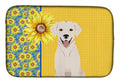 Summer Sunflowers White Cream Labrador Retriever Dish Drying Mat Absorbent Dish Drying Mat Pad for Kitchen Counter Dish Drainer Mat for Countertop, 14 x 21", Multicolor