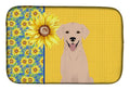 Summer Sunflowers Yellow Labrador Retriever Dish Drying Mat Absorbent Dish Drying Mat Pad for Kitchen Counter Dish Drainer Mat for Countertop, 14 x 21", Multicolor