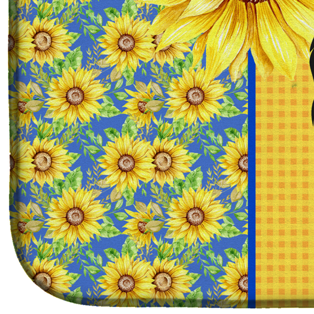 Summer Sunflowers Black and White Papillon Dish Drying Mat Absorbent Dish Drying Mat Pad for Kitchen Counter Dish Drainer Mat for Countertop, 14 x 21", Multicolor