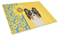 Summer Sunflowers Tricolor Papillon Cutting Board Tempered Glass Kitchen Cutting Surface, Heat Resistant Chopping, Non-Slip Feet, Food Prep & Serving